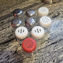 Variety Of 9 Glass 6 Oz Cheese/spice Shakers