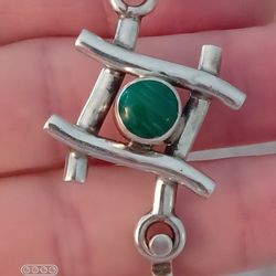 Vtg.Mexico Sterling Silver Malachite Bracelet 