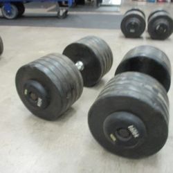 Used Intek 105 LB Rubber Dumbbell - PAIR