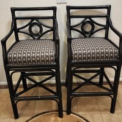 Bamboo Rattan Bar Stools – 31" Seat Height