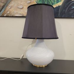White Swirl Glass Table Lamp with Shade