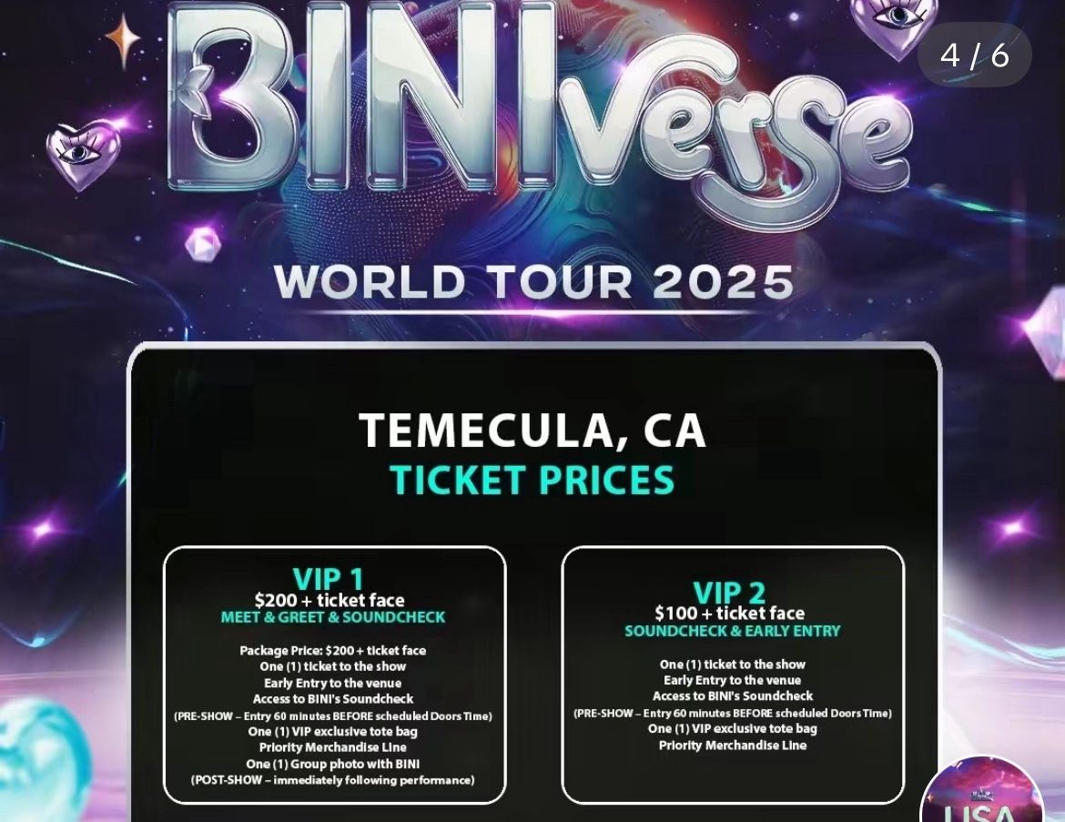 Bini World Tour At Pechanga - Four VIP Tickets