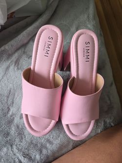Simmi London Pink Block Heel Mule Sandals