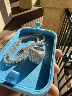 Moissanite Tennis Chain & Ring Combo