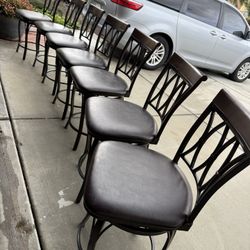 set of 7 new dark brown counter height bar stool swivel sturdy 