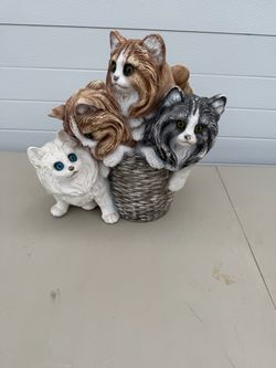 4 ceramic   Kitten Kitty Cats In *2964. The 1st number is unrecognizable to me. Used in good condition with some  cosmetic blemishes. These blemishes 