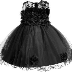 Black Flower And Lace Baby Dress