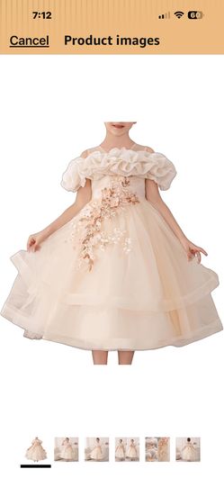 Girls' Special Occasion Dresses with Cloud Shoulder Design, Mid-Length Dress for Girls