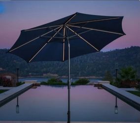 Sunvilla 10' Round Solar LED Market Umbrella