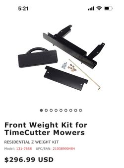 Toro front end weight kit