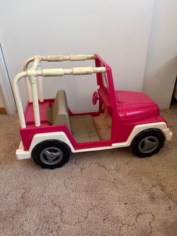 Pink and White Toy Jeep for Dolls our generation