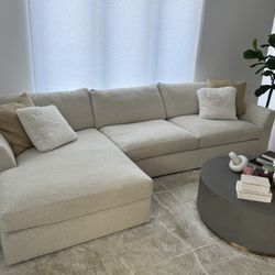 Arhaus 2 Piece Chaise Sectional Sofa - Boucle - Like New