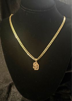 14K Solid Yellow Gold Curb Chain 22" 4.5mm 13.1g + San Diego Pendant 1.8g | 14.9g Total