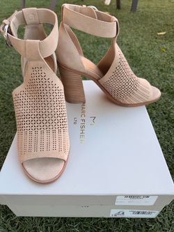 Marc Fisher Ltd Vixen Perforated Suede Heeled Sandals