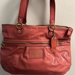 COACH Pink Poppy Shoulder Bag Tote Patent Leather Shiny Gloss *EUC* GLAMOROUS!!