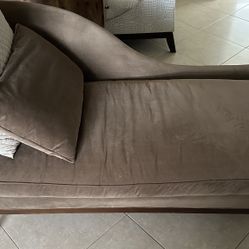 Left Arm Facing Chaise Lounge With Feather Pillow