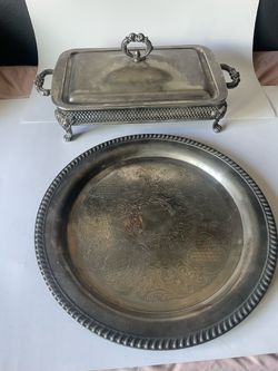 Vintage silverplate serving tray set