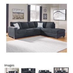 Dark Blue Transitional Sectional Couch 