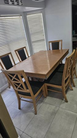 Solid dining table with 6 chairs