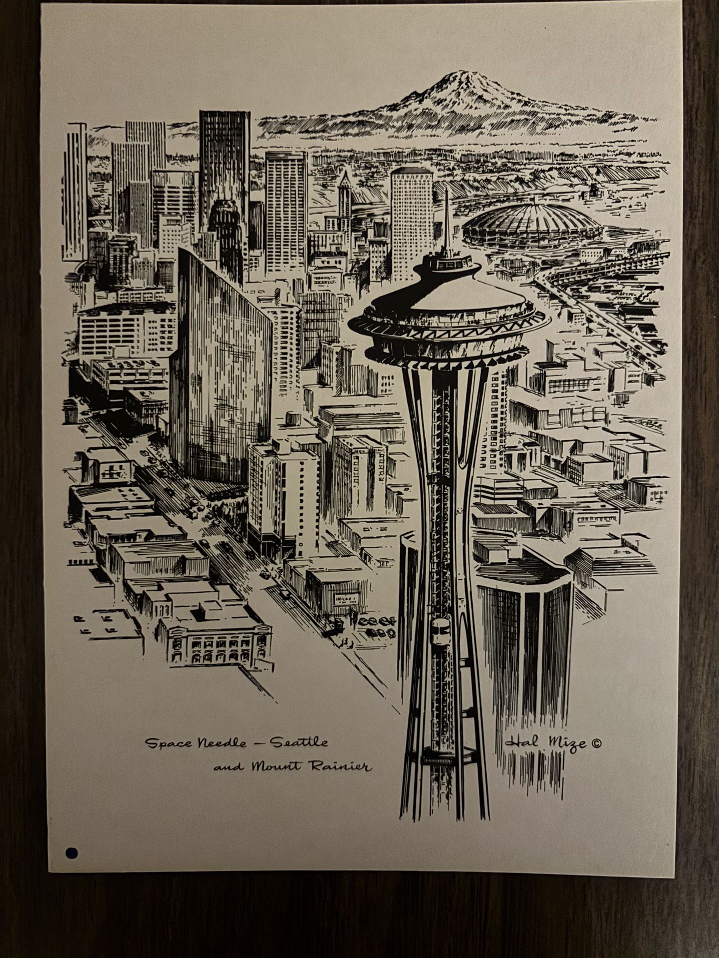 Vintage Hal Mize Card Of Space Needle