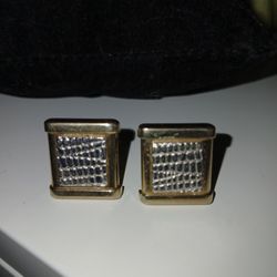Swank Squre Gold And Silver Tone Cuff Links 