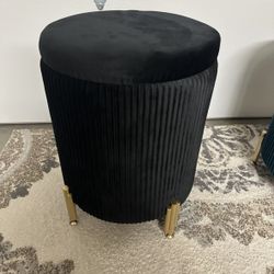 Black Velvet Ottoman , Can be used  For Sitting, Storage and as an end table.  New!
