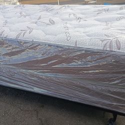 Brand new queen size pillowtop mattress and box spring free delivery depends on location