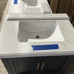 30” Bathroom Vanity in blue , single sink soft close solid wood with vanity top in white $475  Luke’s liquidations warehouse Address:  2434 N Forsyth 