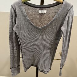 Vintage Abercrombie & Fitch Striped Thermal Long Sleeve V-Neck Shirt