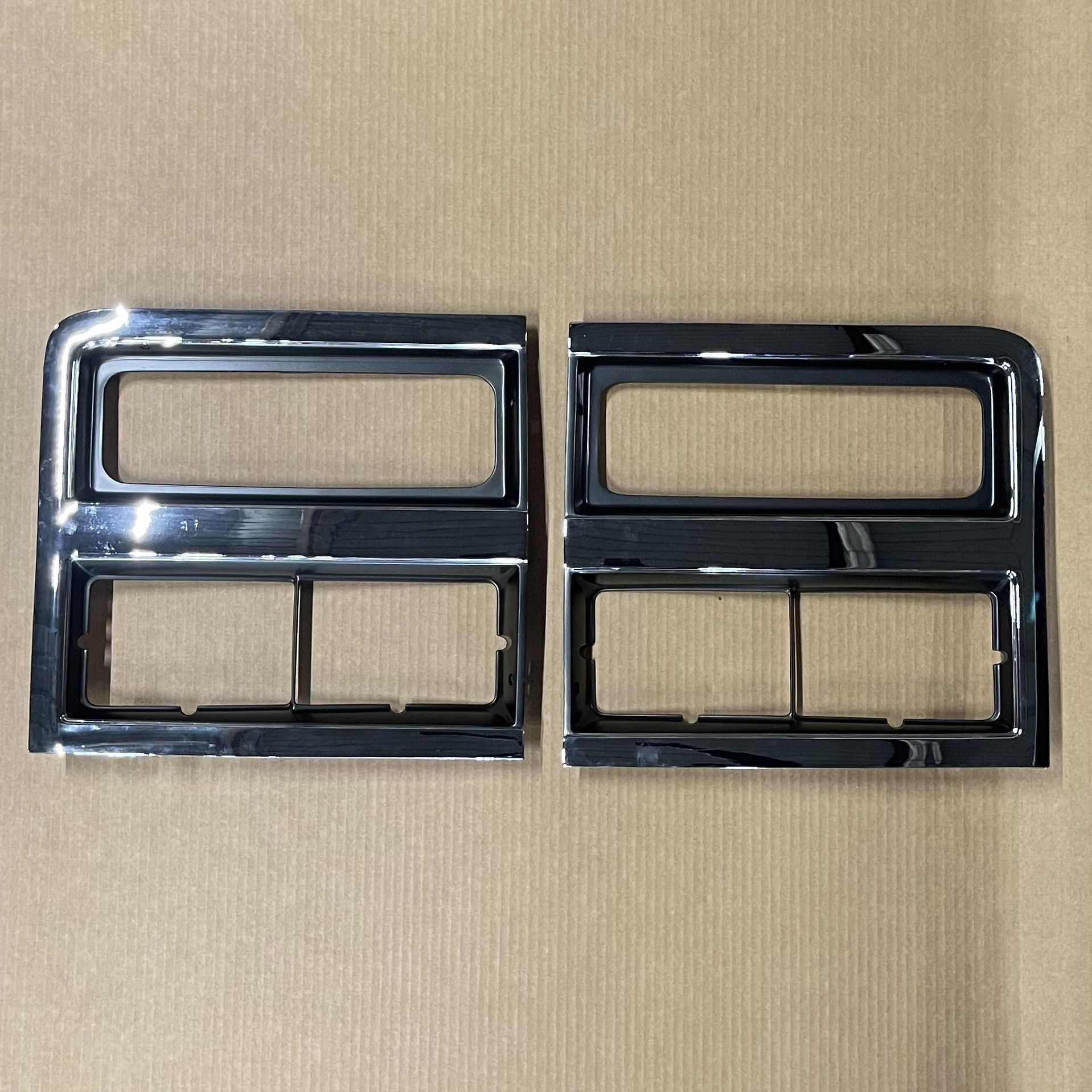 Headlight Trim Bezels Argent/Gray & Chrome Left & Right Pair Set Compatible with Chevy Truck