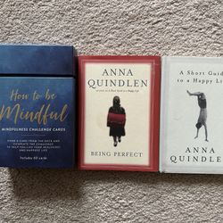 3 Wellness items. 'How To Be Mindful. 60 Challenge Cards'  + 2 Anna Quindlen HCs
