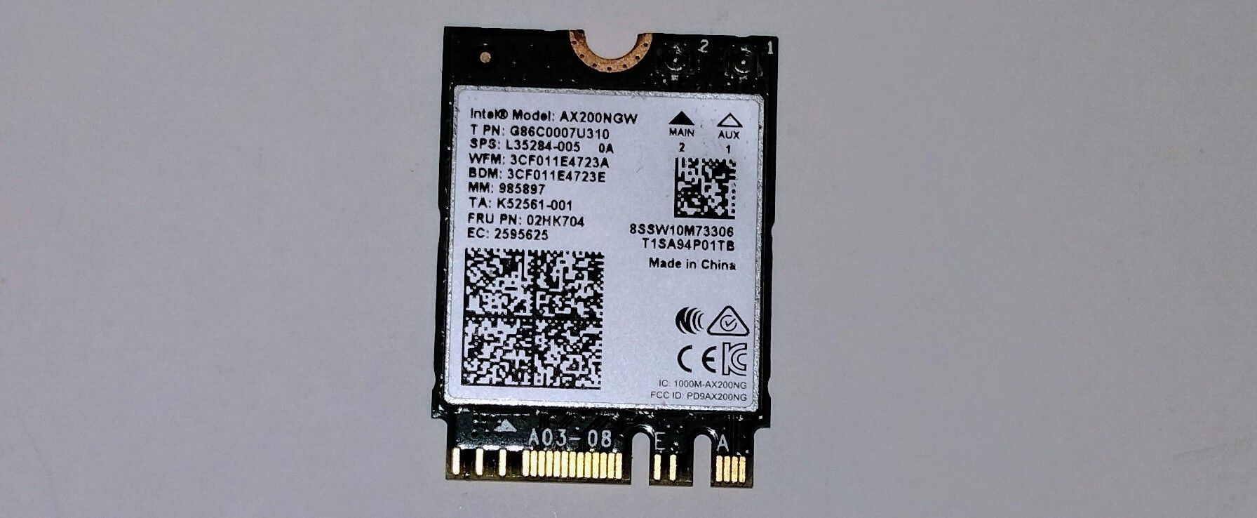 Intel Wifi 6 AX200 Wireless 867 Mbp/s Network Card - AX200NGW