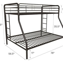 Bunk Bed with Secured Ladders, Twin/Full, Black