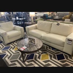 Sofa Set With Chair- Real Leather