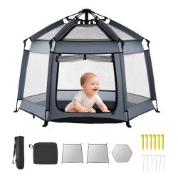 Baby Playpen, Pop Up Toddler Playpen with Canopy, Indoor & Outdoor