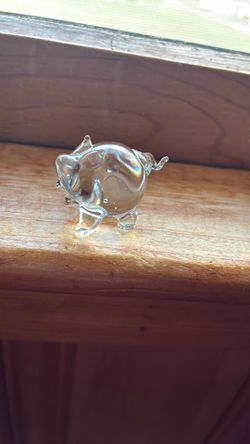 Hand Blow Clear Glass Pig