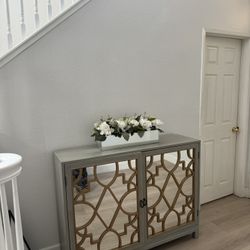 Mirrored Buffet Cabinet. Has Three Shelves On Each Side. Immaculate Condition 