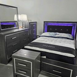 Lodanna Bed Frame, Dresser, Nightstand, Mirror💐 Bedroom Set Furniture Chest Mattress Available 
