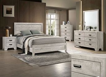 4- Pc Bedroom set Dresser,Mirror  Nightstand (1) Queen size bed frame  Not including Mattress and Box Sp