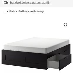 IKEA Brimnes Queen Size Bed Frame with Storage