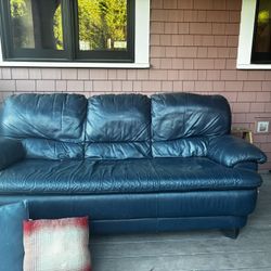 Blue Leather Couch