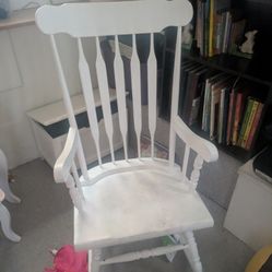 Large White Rocking Chair And Litto Solid Wood Crib/Toddler Bed Need To Sell Asap 