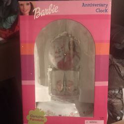 Barbie Anniversary Clock New In Box Porcelain  Collectors Item
