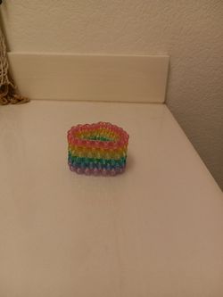 Rainbow Kandi cuff •glows in dark•