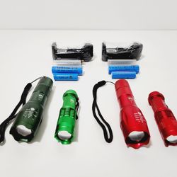 U'King Zoomable LED Flashlight Tactical Torch Light Camping Hiking Fishing ( Green Red) Set
