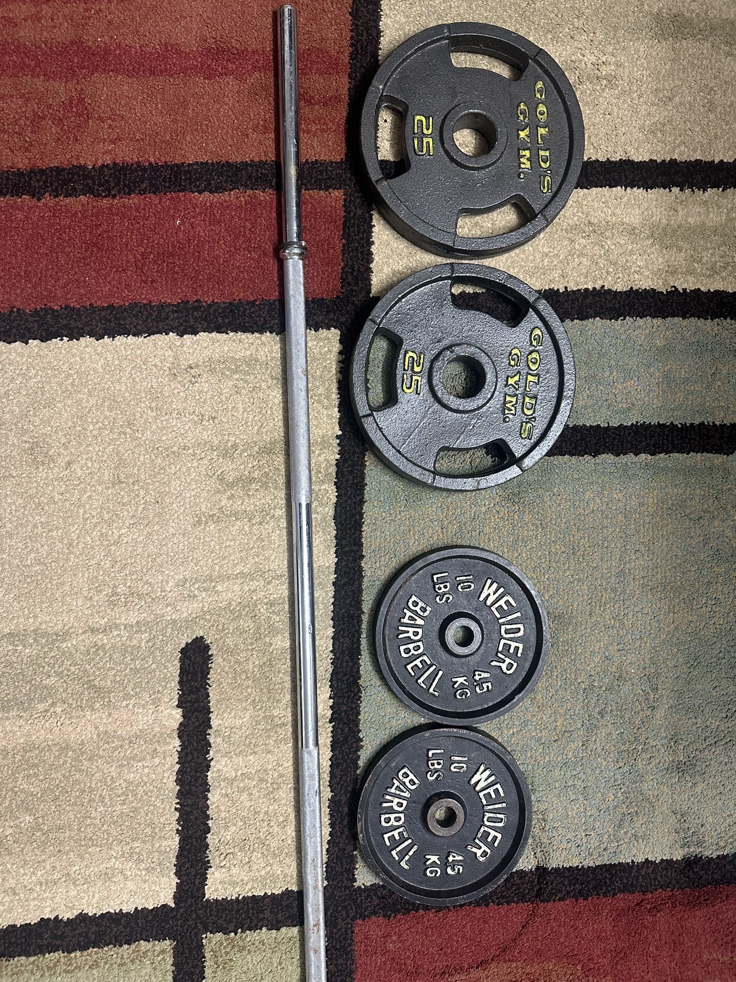 5 Feet Barbell with 70 lbs of metal Weight Plates