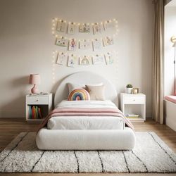 AirFrame Half-Moon Upholstered Twin Platform Bed Frame