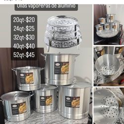 Ollas Nuevas De Aluminio, Tamaleras De Todas Las Medidas Empiezan De $20-$45