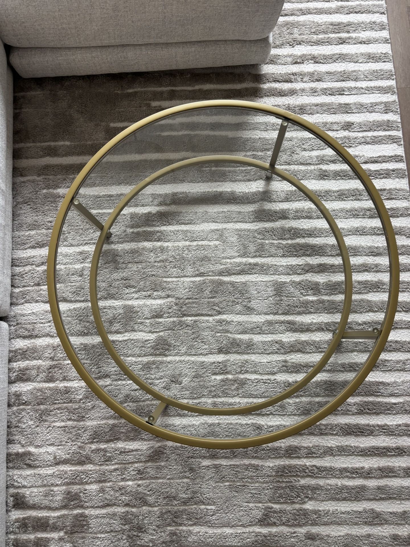 36” Gold-Framed Glass Coffee Table