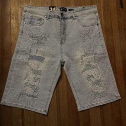 Waimea Grey denim shorts with rhinestone Size 34